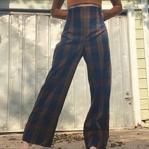 Zara women’s fall plaid high waisted wide leg trousers